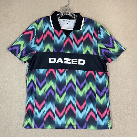 Primark Polo Shirt Mens M Multicolor Golf Performance Dazed Print Short‎ Sleeve - Picture 1 of 10